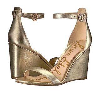 Sam Edelman Womens Heeled Sandals | Neesa Molten Gold Soft leather